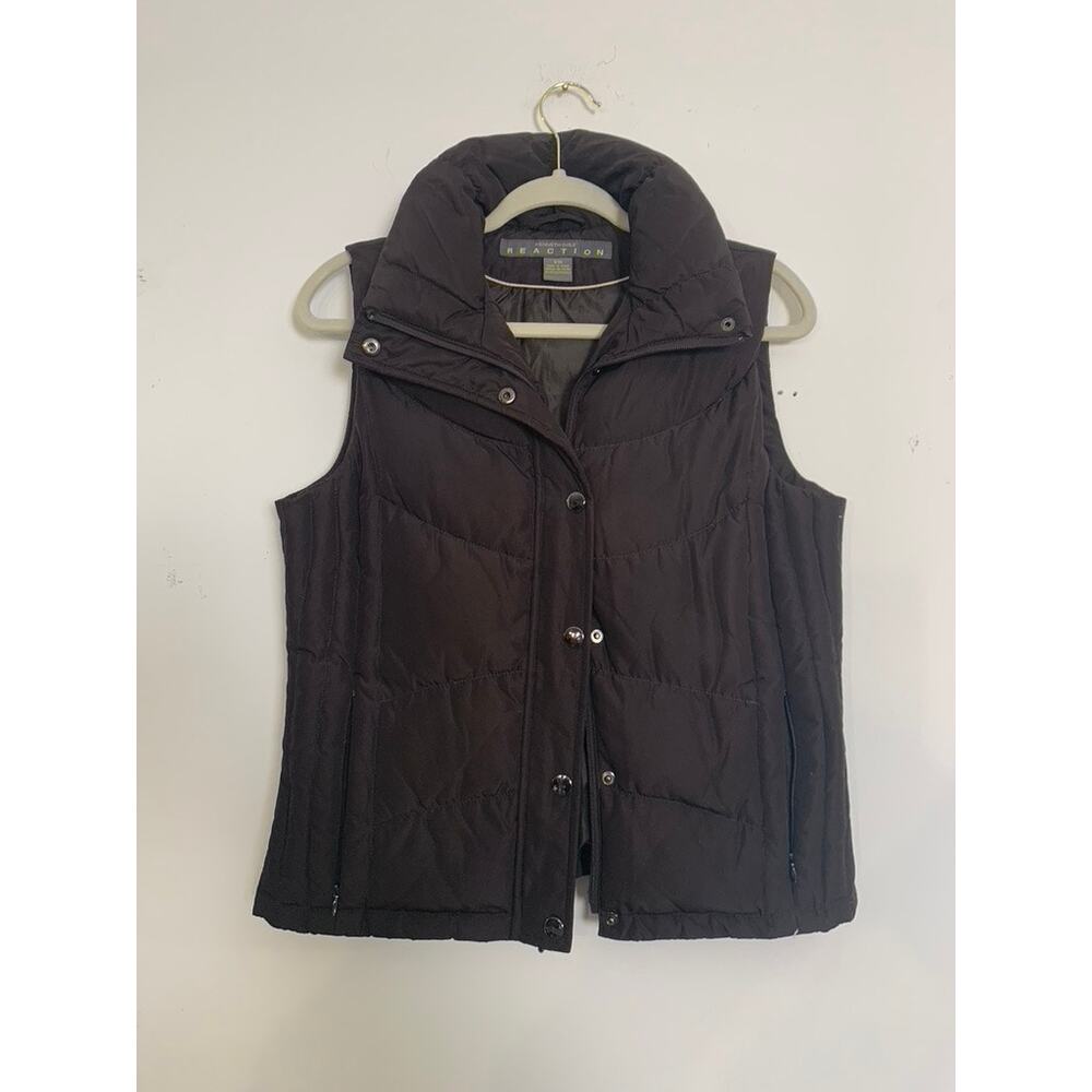 Kenneth Cole Reaction Brown Puffer Vest Womens Size Small Fall Layering Classic